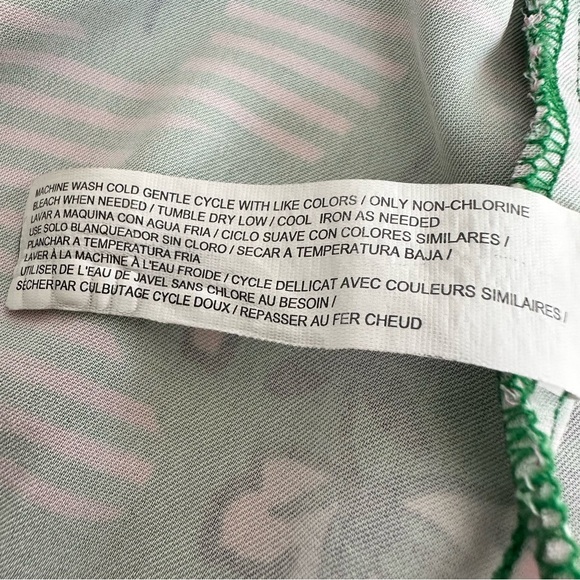 Eloquii Plus Size Green and Pink Striped Floral Shorts - Picture 6 of 9